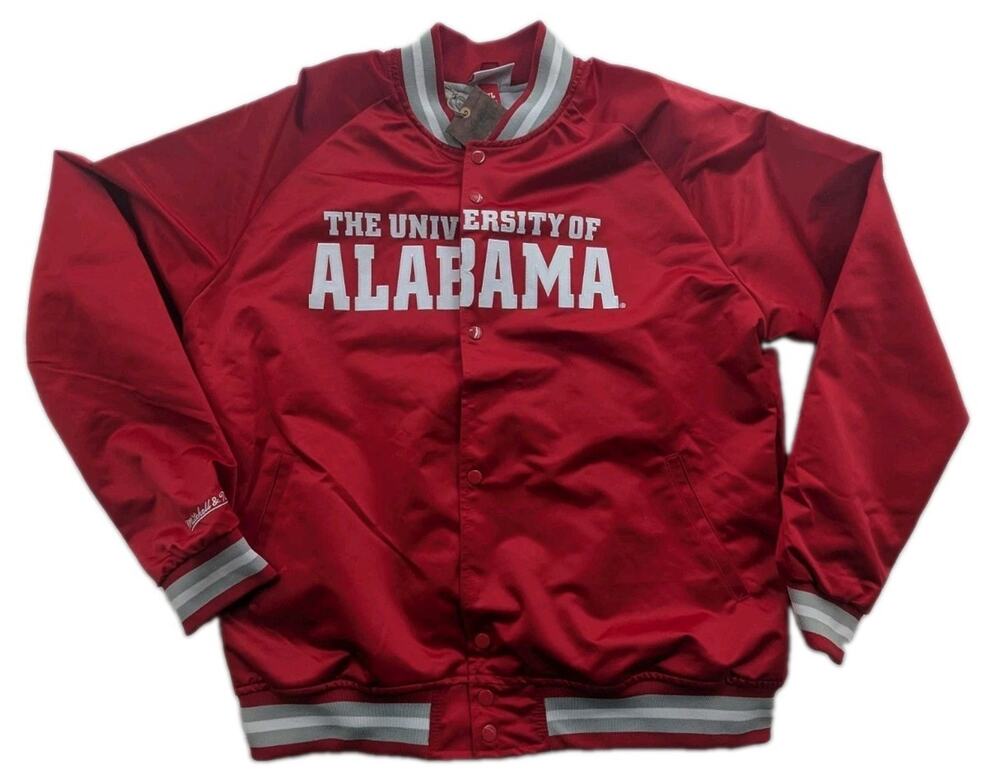 Mitchell & Ness Mens Sz Large Alabama Crimson Tide Snap Front Lightweight Jacket